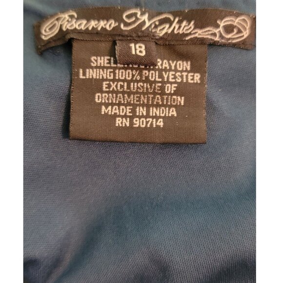 Pisarro Nights Beaded Evening Gown, Teal Blue, Womens Size 18 - Picture 4 of 6